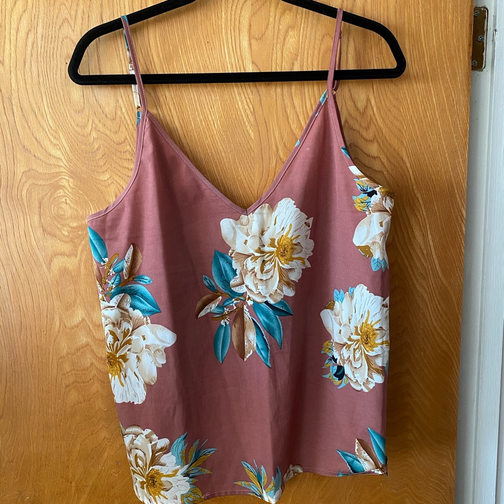 Shein floral vneck tank top cami OXL